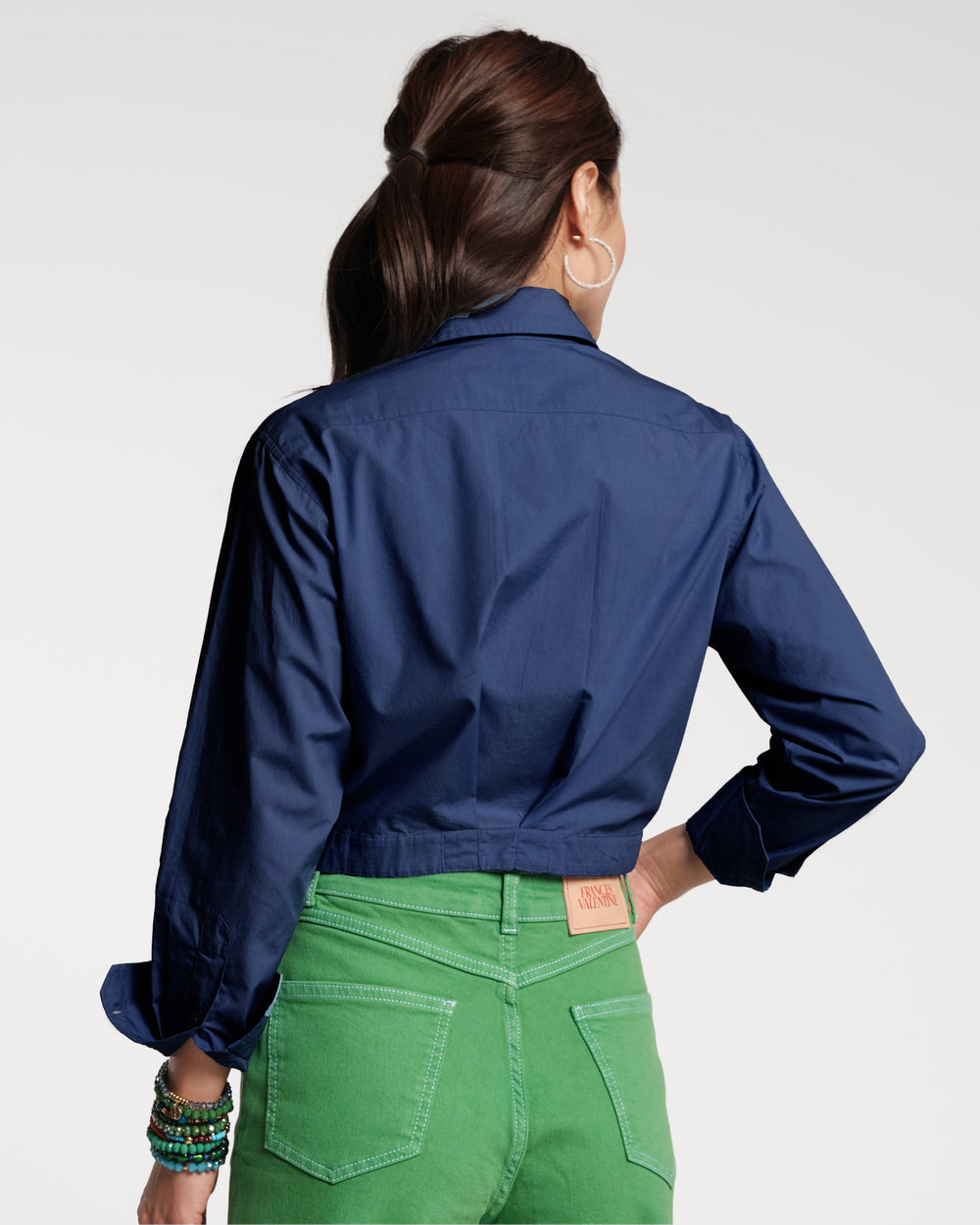 Ellie Crop Button Down - Navy - Frances Valentine