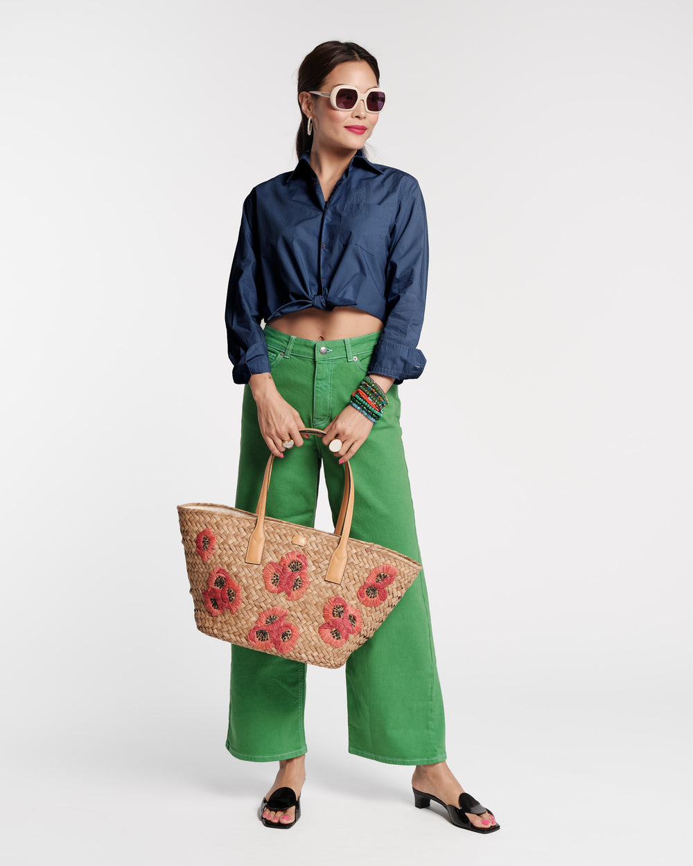 Ellie Crop Button Down - Navy - Frances Valentine