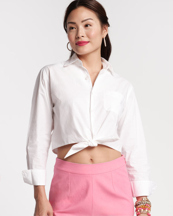 Ellie Crop Button Down - White - Frances Valentine