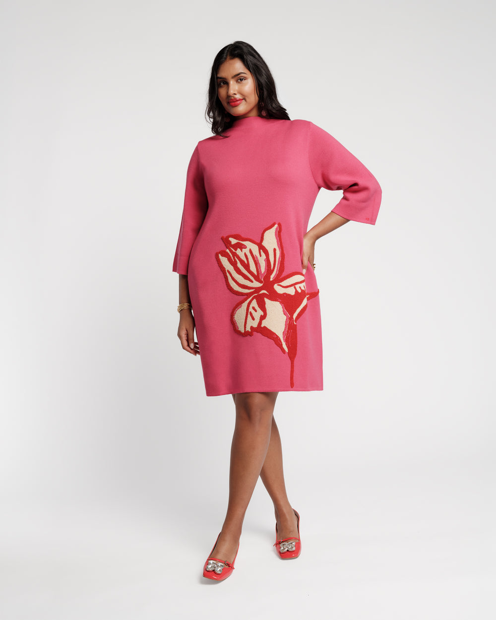 Annie Wool Dress - Fringed Tulip Pink Dresses Frances Valentine