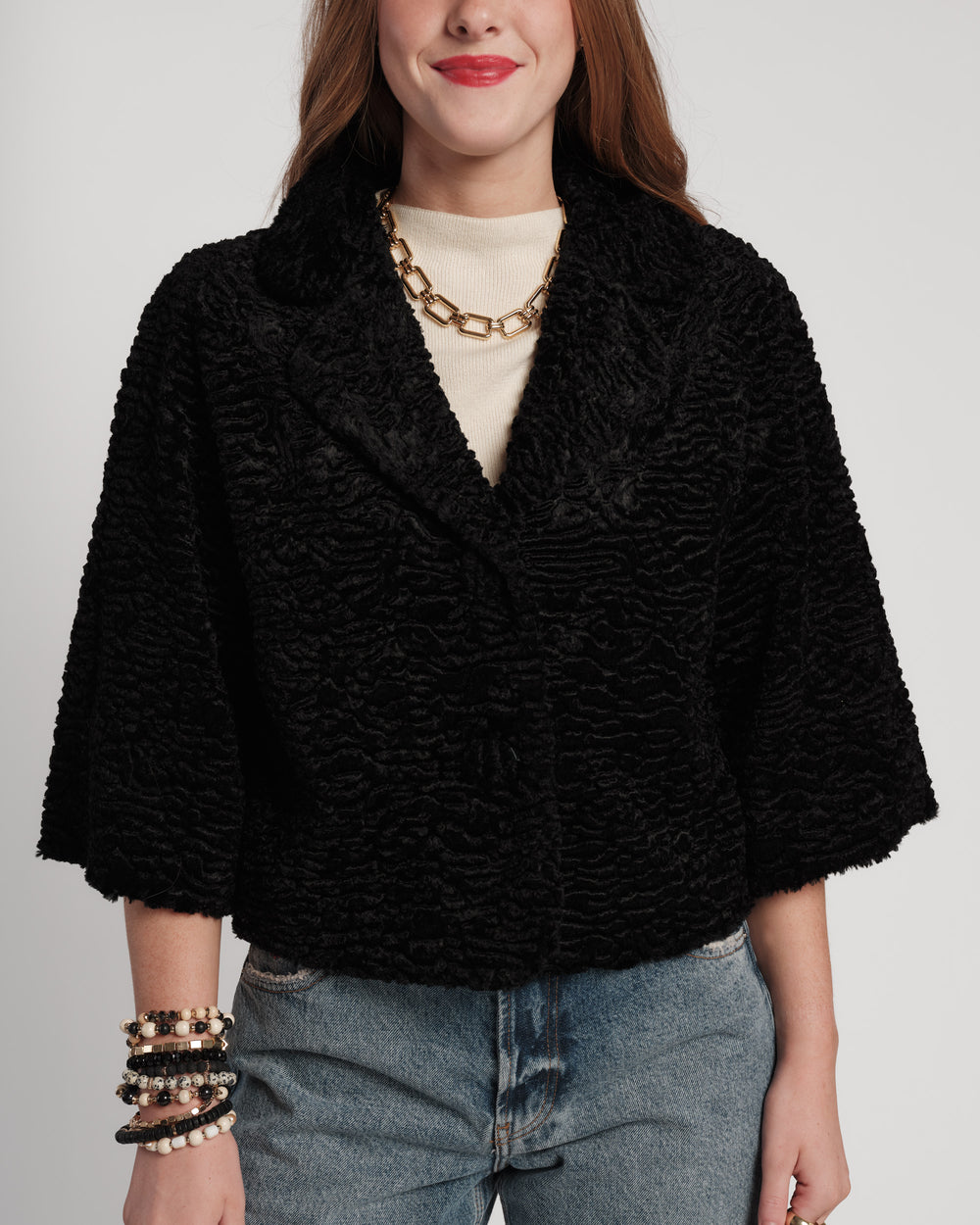Blaine Faux Lamb Fur Jacket - Black Coats & Jackets Frances Valentine