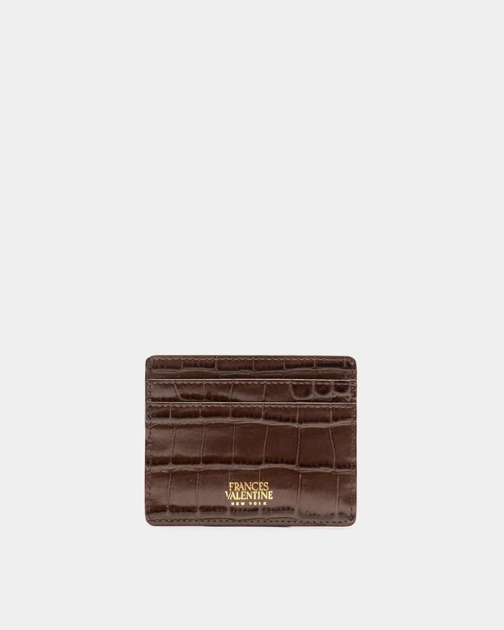 Embossed Croc Card Case - Chocolate