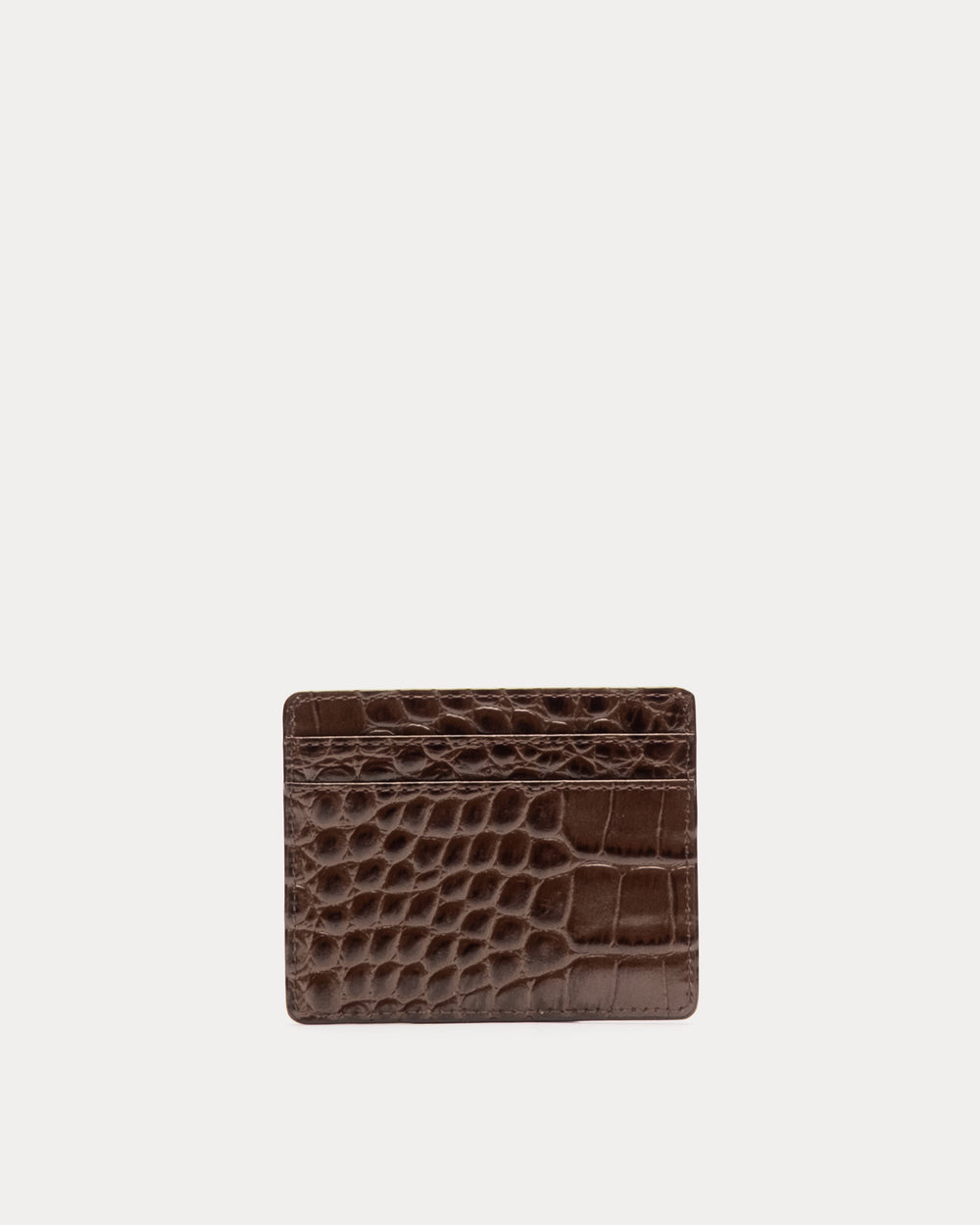 Embossed Croc Card Case - Chocolate