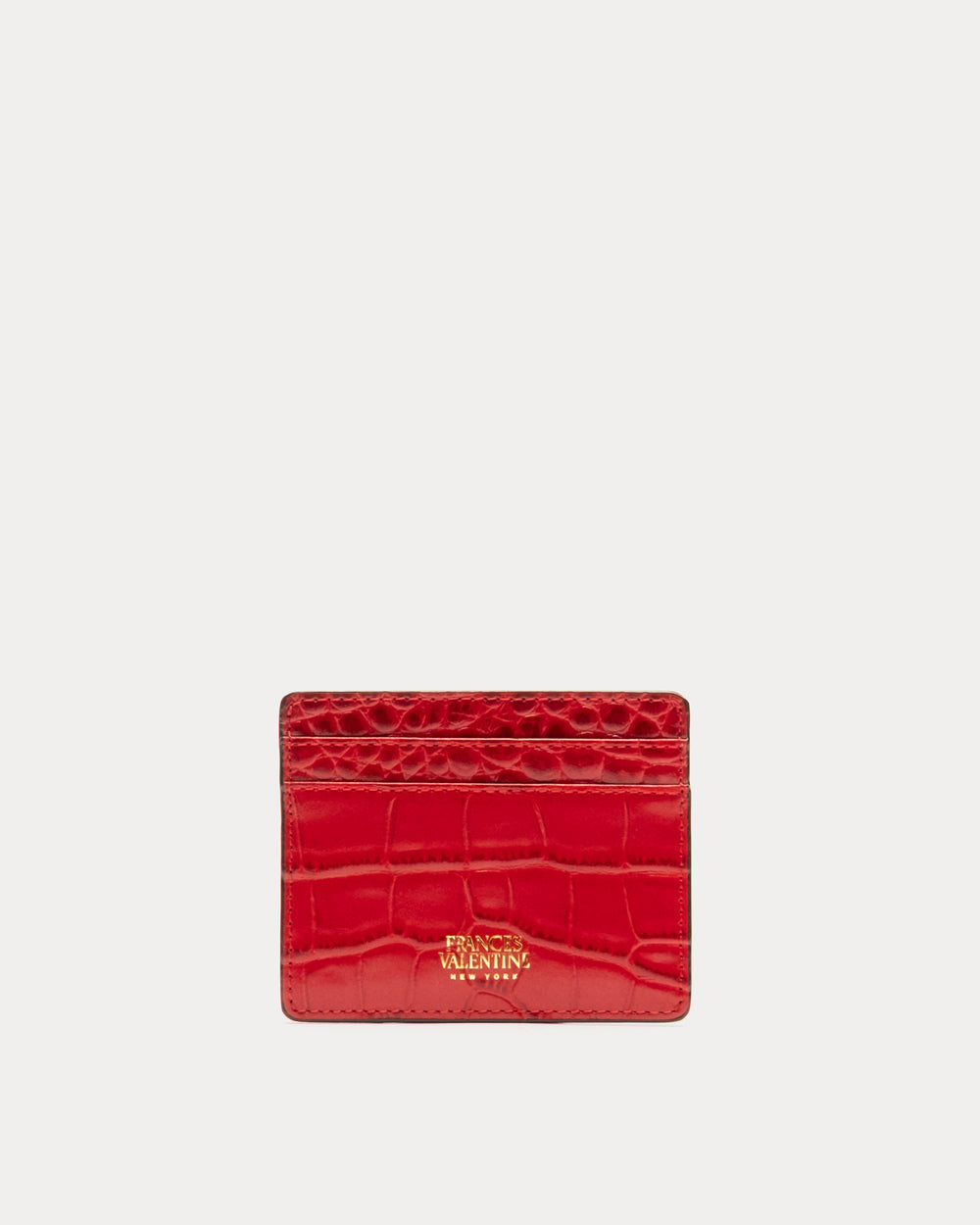 Embossed Croc Card Case - Red