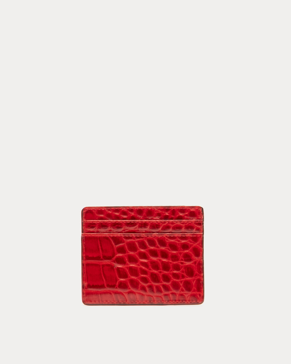 Embossed Croc Card Case - Red