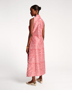Carlyle Panel Dress Loop Print Oyster Red - Frances Valentine