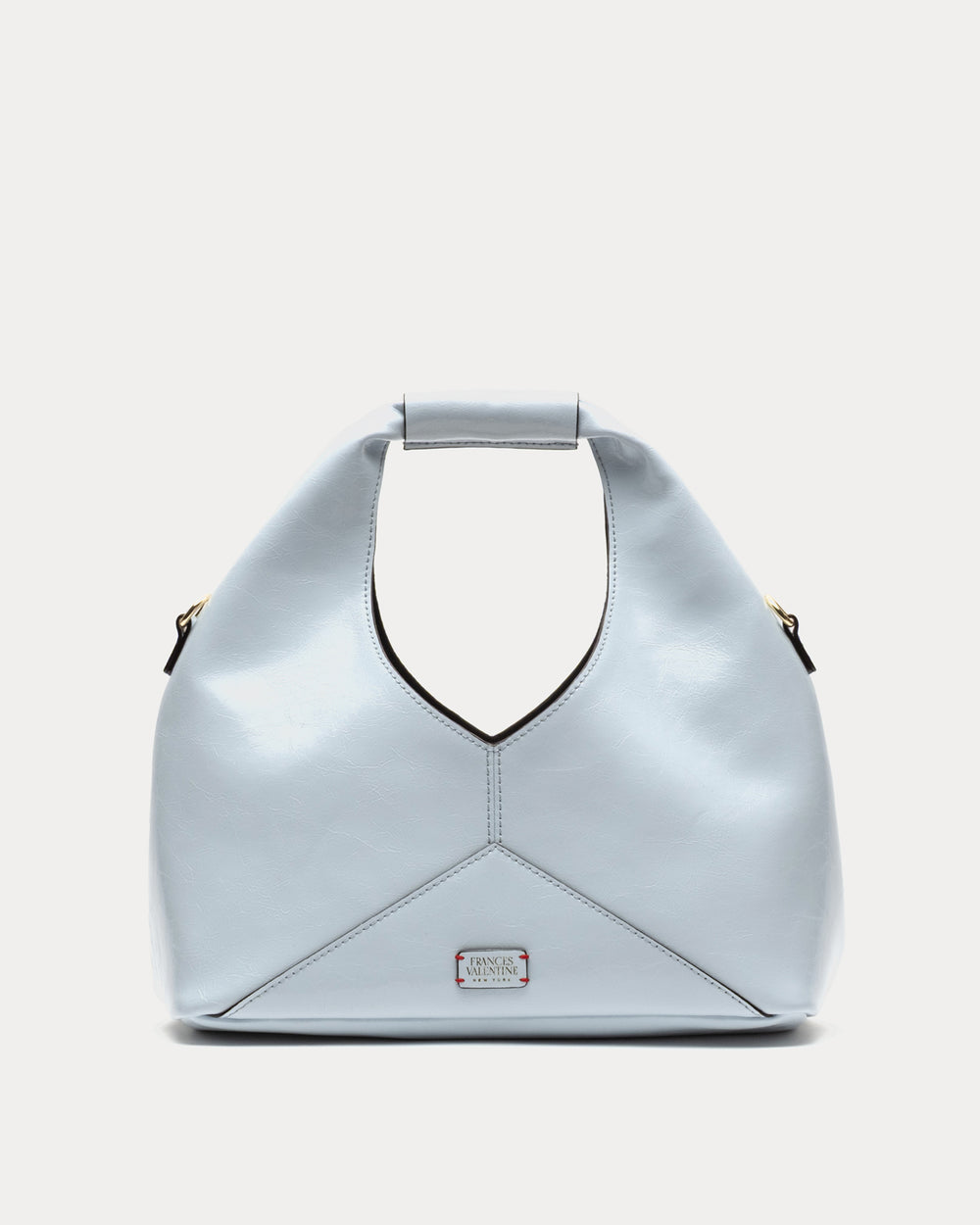 Crescent Tote - Crinkled Leather Light Blue Shoulder Bag Frances Valentine