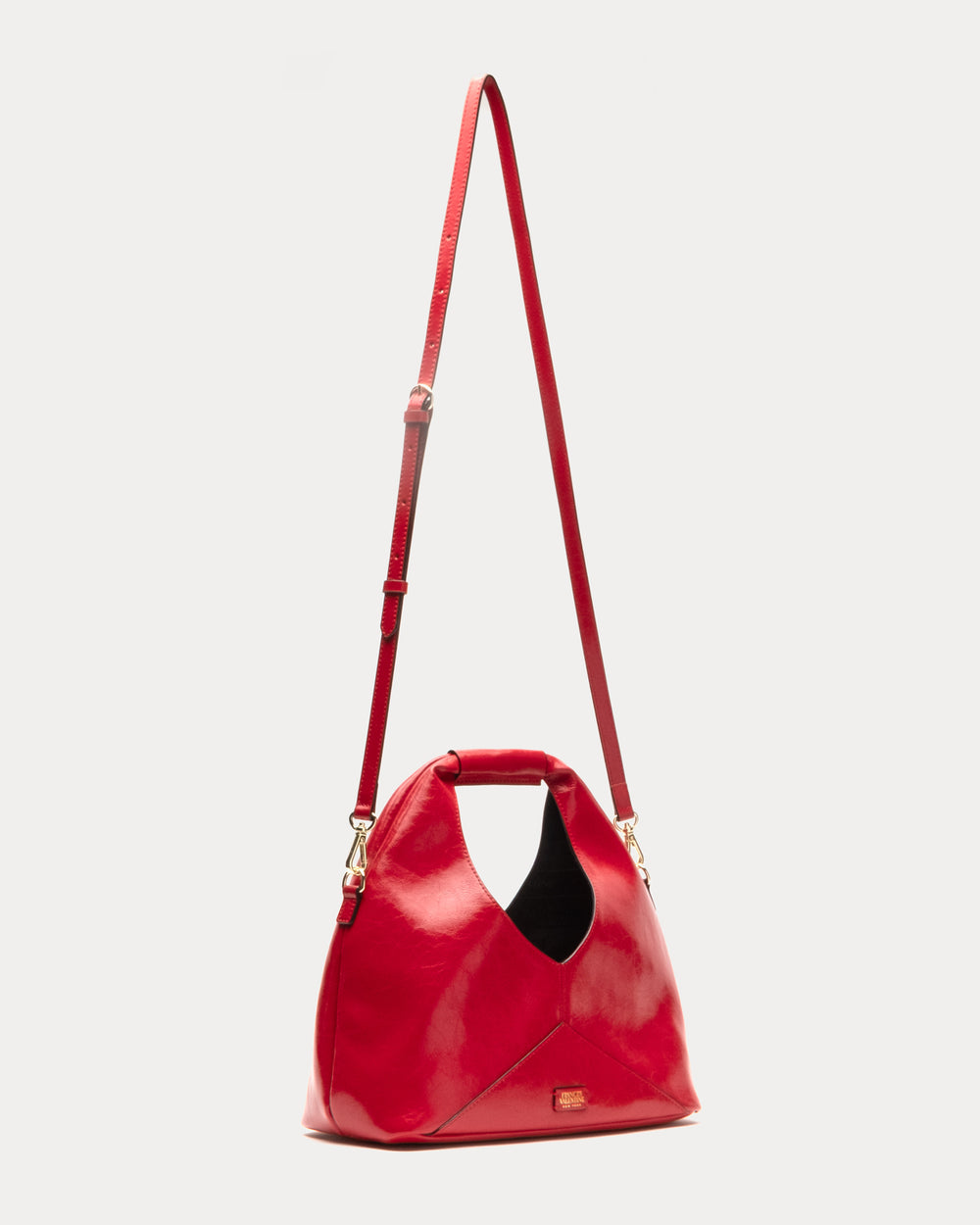 Crescent Tote - Crinkled Leather Red Handbag Frances Valentine