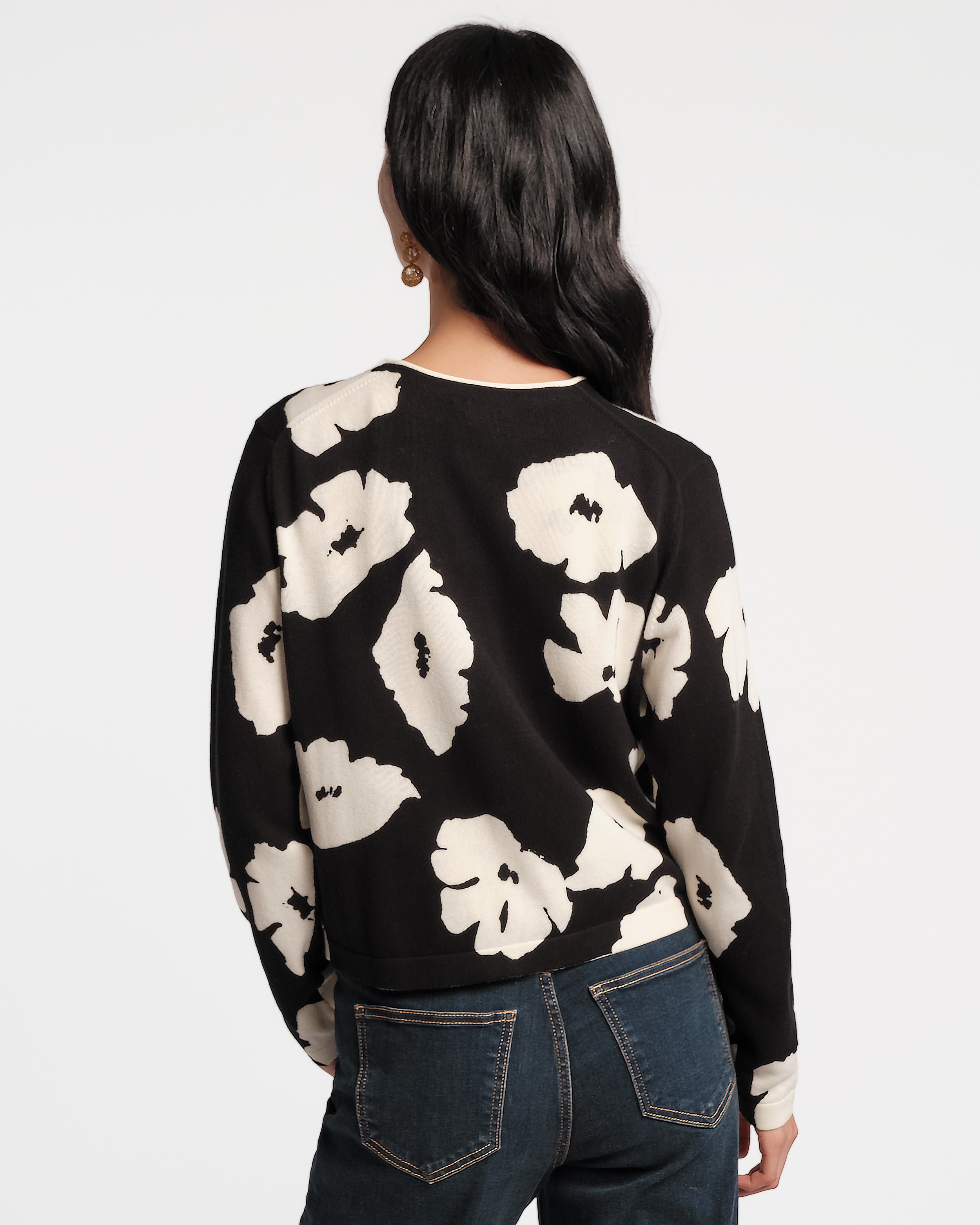 Darling Cardigan - Floating Floral Black – Frances Valentine
