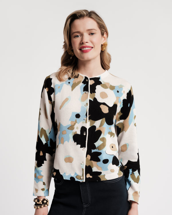 Darling Cardigan Morning Dew Cotton Blue/Multi Frances Valentine