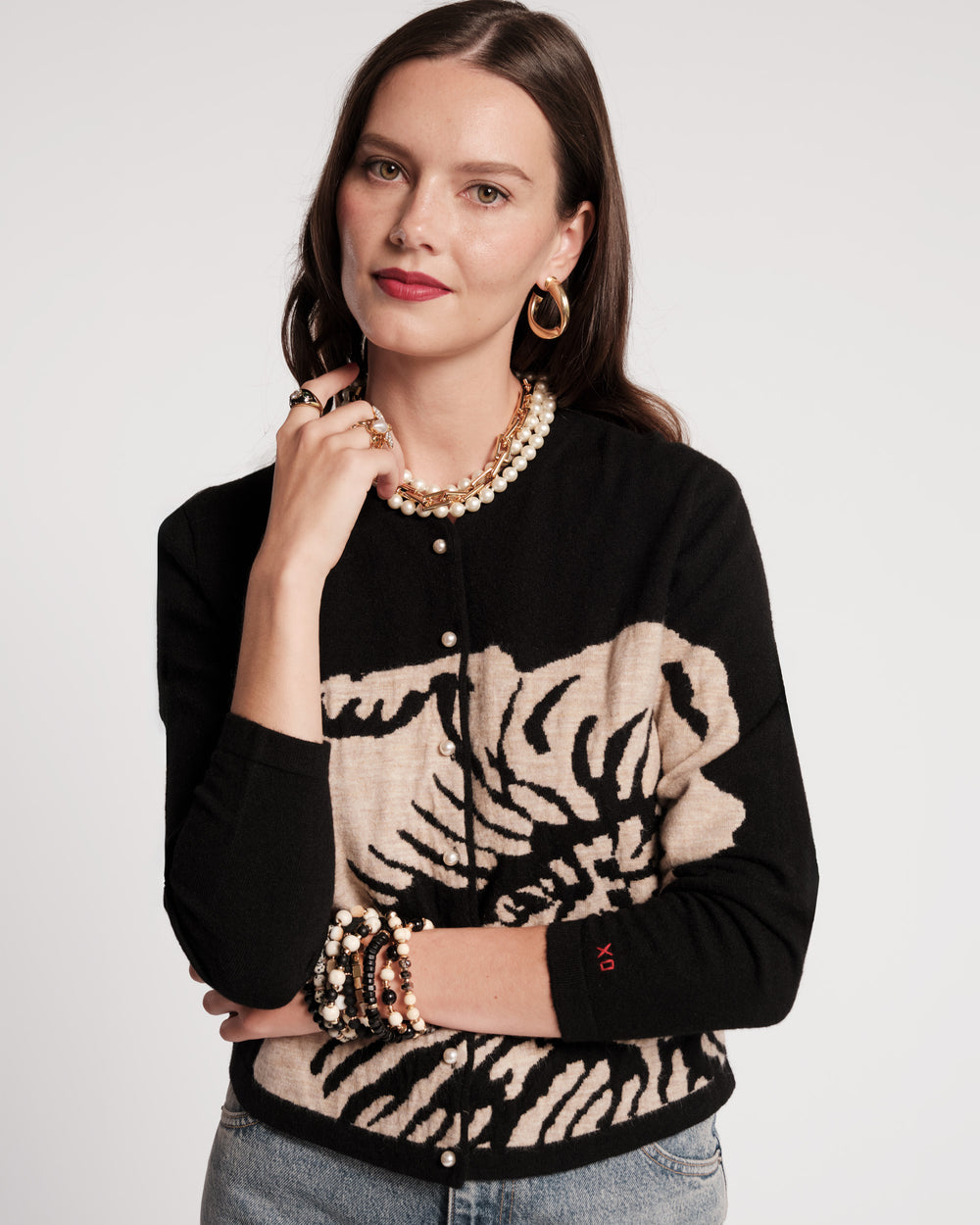Darling Cardigan - Carefree Chrysanthemum Black Sweater Frances Valentine
