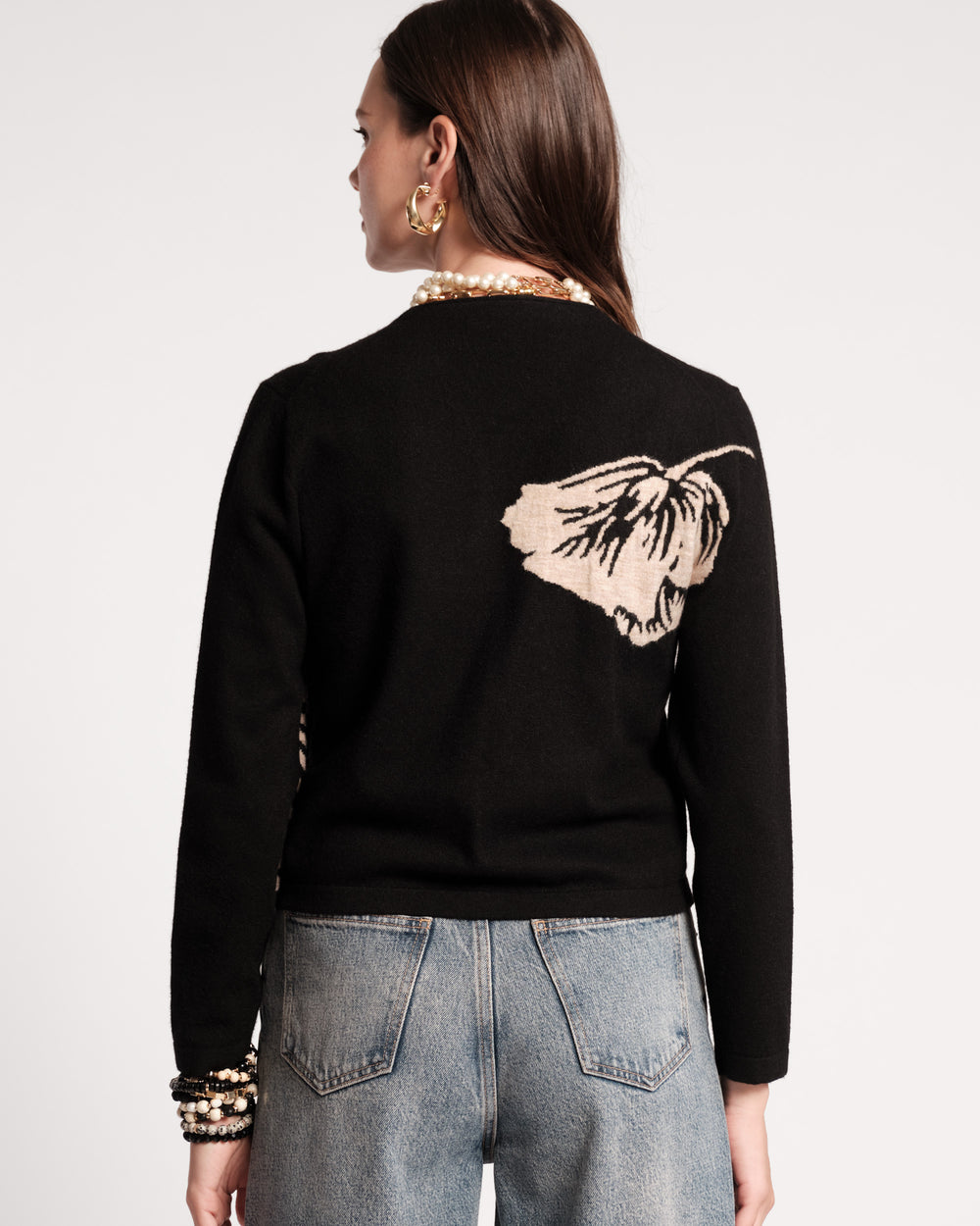 Darling Cardigan - Carefree Chrysanthemum Black Sweater Frances Valentine