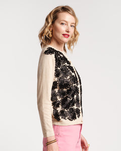 Darling Guggenheim Ribbon Cardigan Cotton Cashmere Natural - Frances Valentine