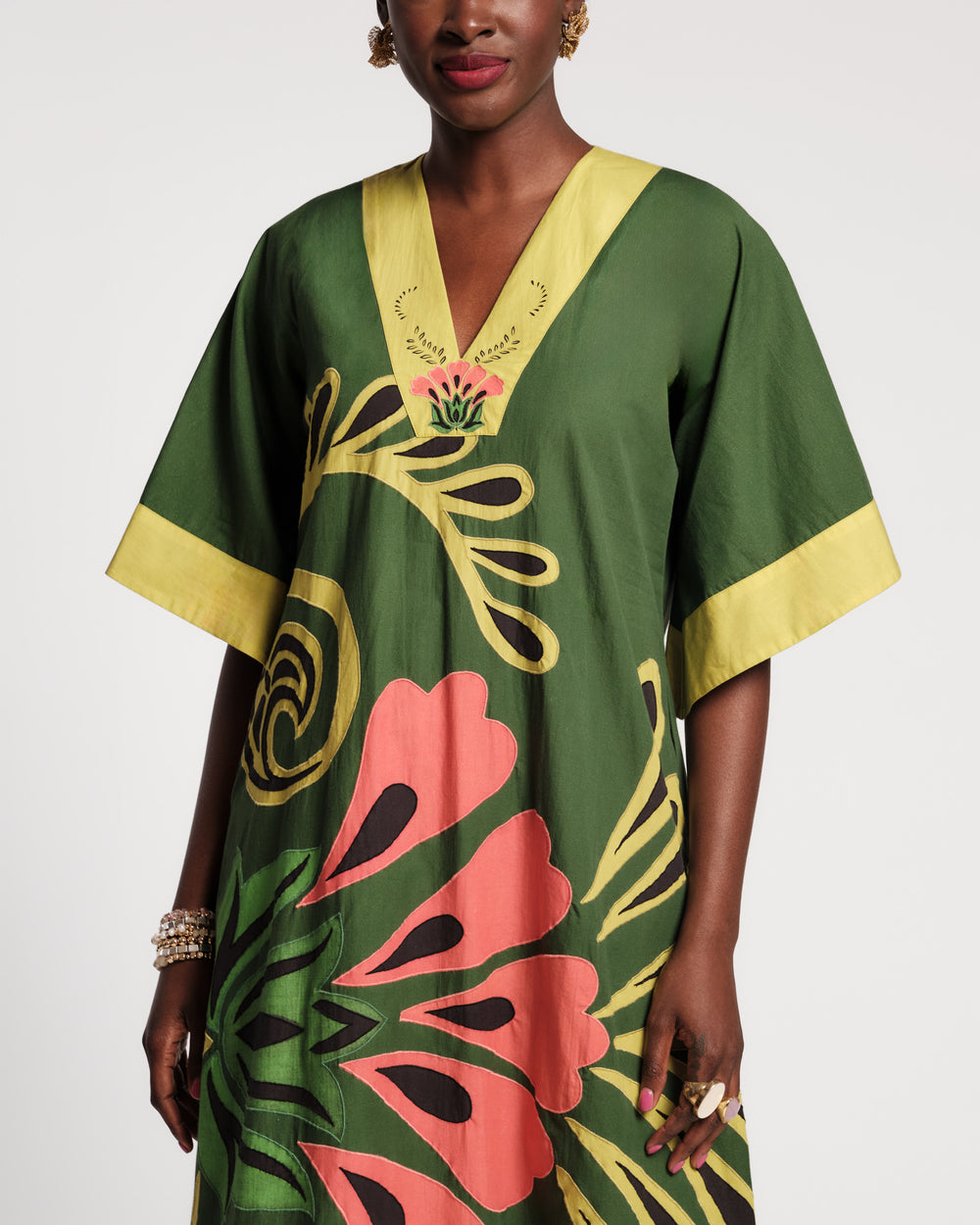 Delightful Caftan - Canopy Green/Multi Dresses Frances Valentine