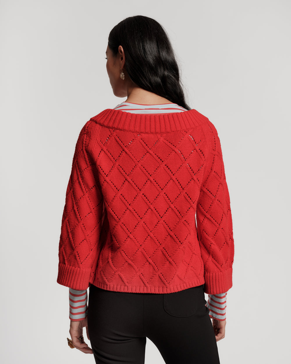 Diamond Cardigan - Red Sweater Frances Valentine