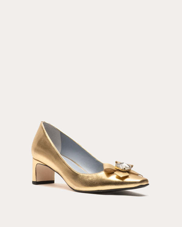 Diana Heel - Nappa Leather Gold Heels Frances Valentine