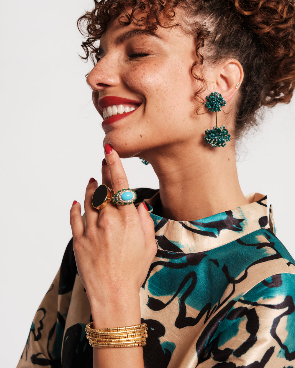Double Sphere Drop Earrings - Turquoise Earrings Lavish
