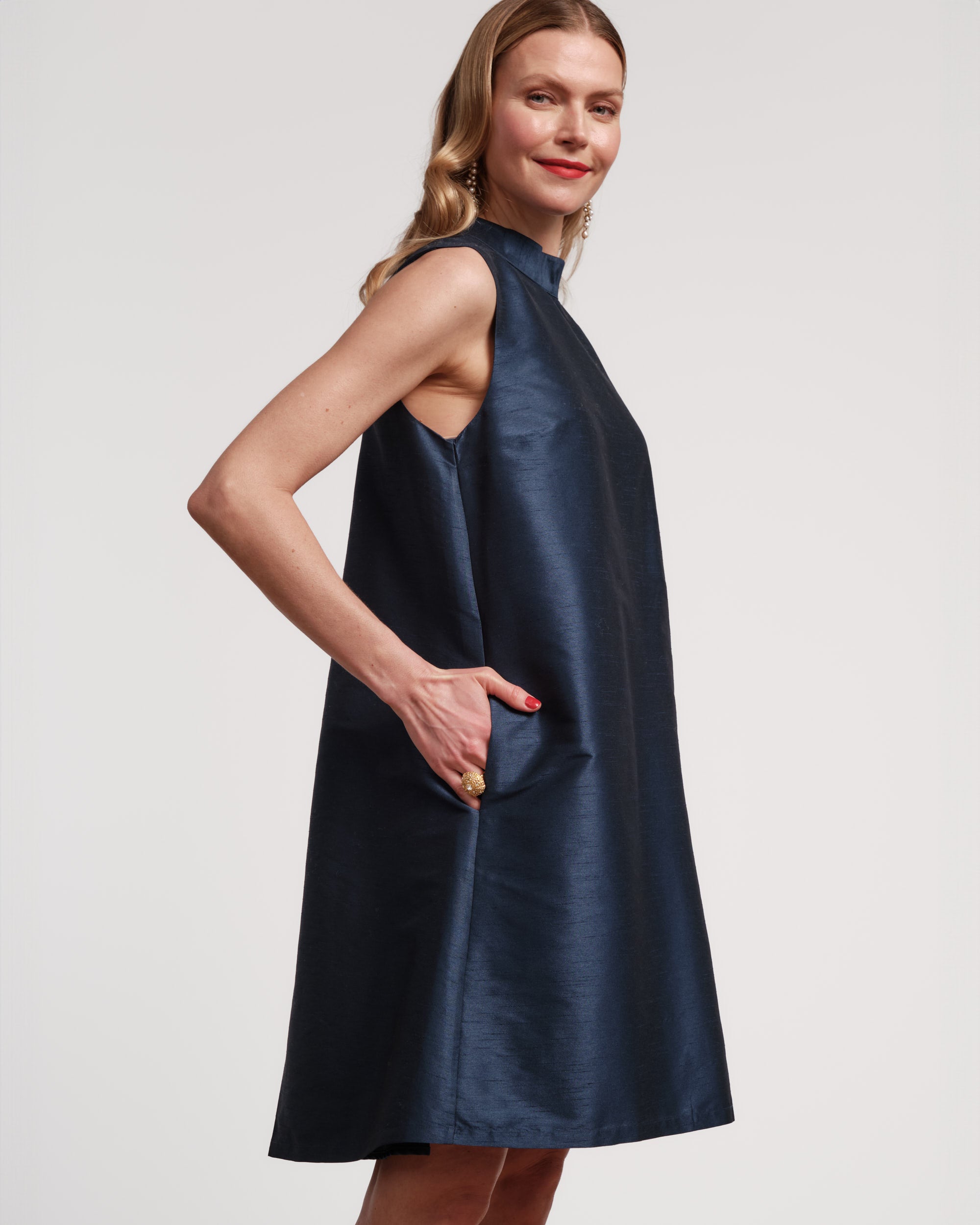 Frances Valentine Sleeveless Diplomat Mini Dress, Navy, Size M Frances Valentine Sleeveless Diplomat Mini Dress, Navy, Size M