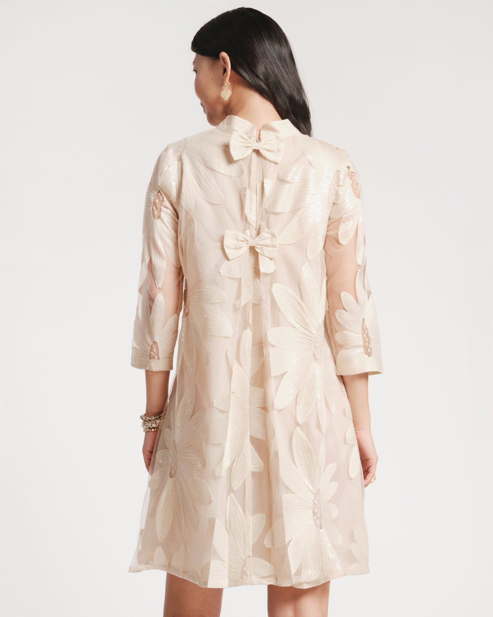 Diplomat Mini Dress Floral Sequin - Oyster Dresses Frances Valentine