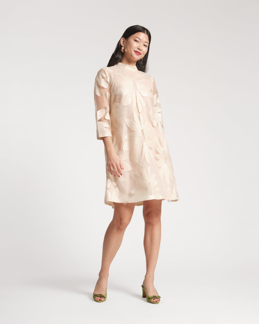 Diplomat Mini Dress Floral Sequin - Oyster Dresses Frances Valentine
