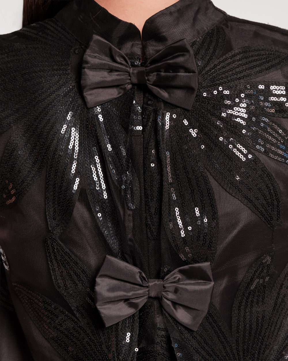 Diplomat Top - Sequin Floral Black