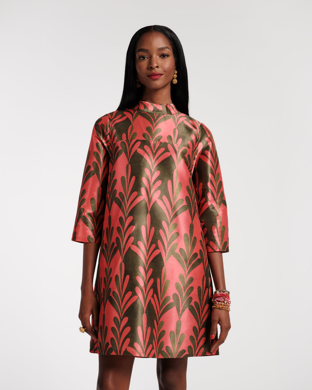 Diplomat Mini Dress - Royal Palm Watermelon - Frances Valentine
