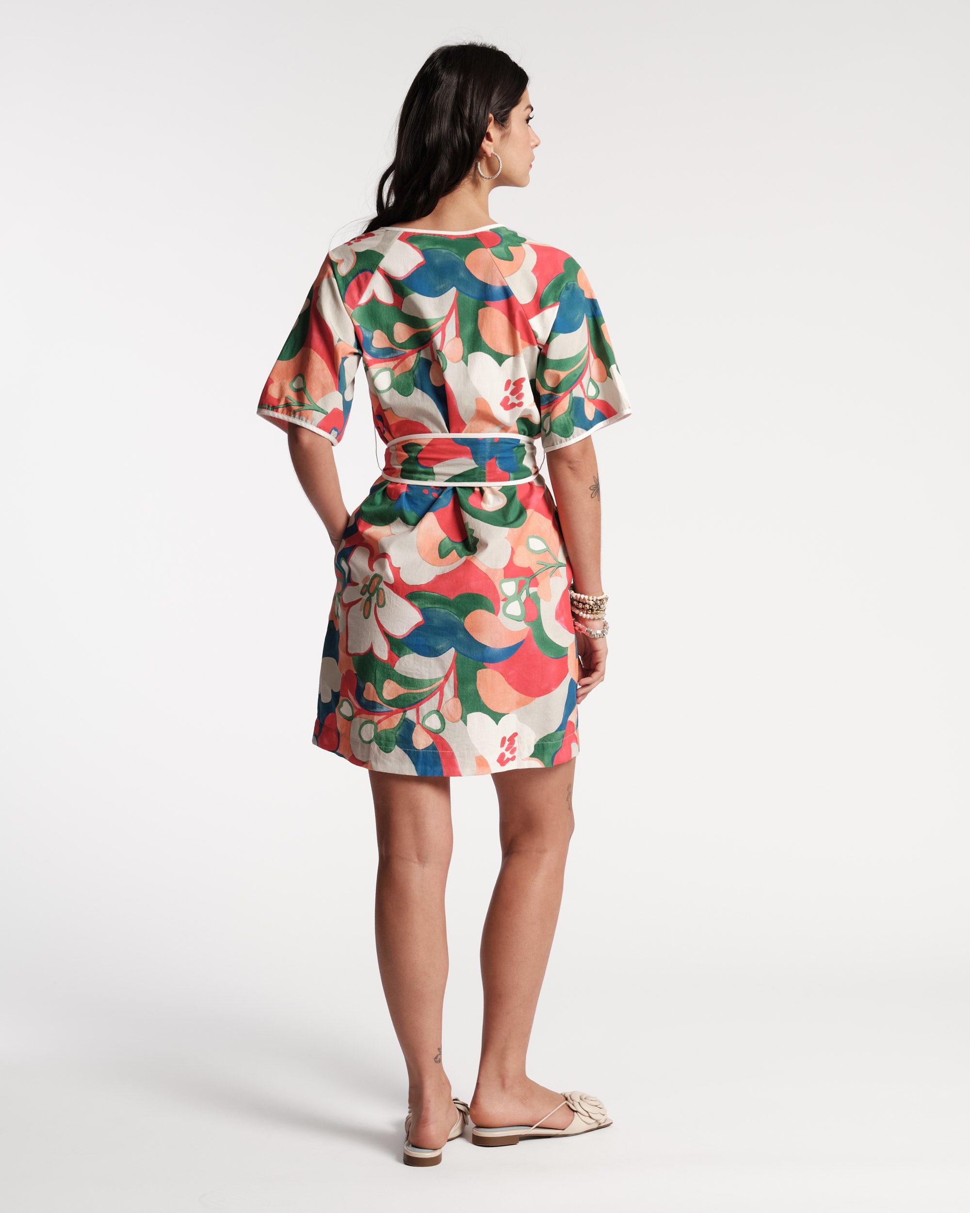 Doris Mini Dress Cotton Poplin Dreamy Daisies Print