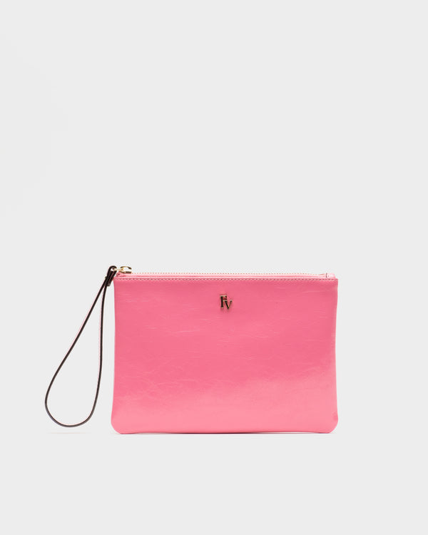 Wristlet - Crinkled Leather Pink - Frances Valentine