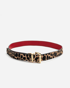 Reversible Cheetah Haircalf Red Nappa Leather Belt - Frances Valentine
