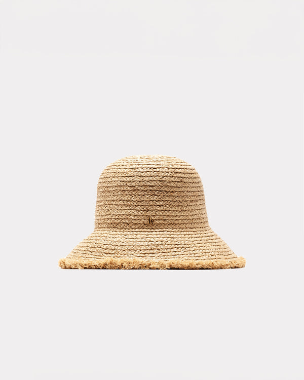 Raffia Frayed Edge Bucket Hat - Frances Valentine