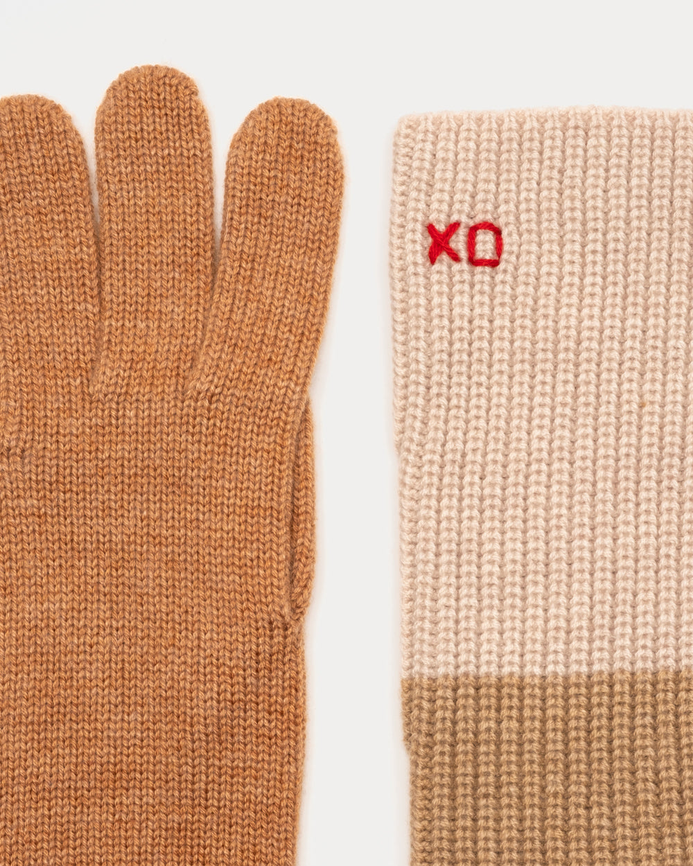 Colorblock Knit Glove - Natural