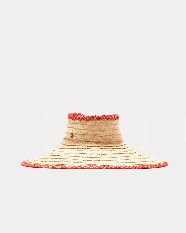 Rollable Raffia Visor - Red - Frances Valentine