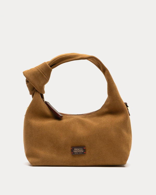 Tinsley Mini Hobo Knot Bag - Suede Brown - Frances Valentine