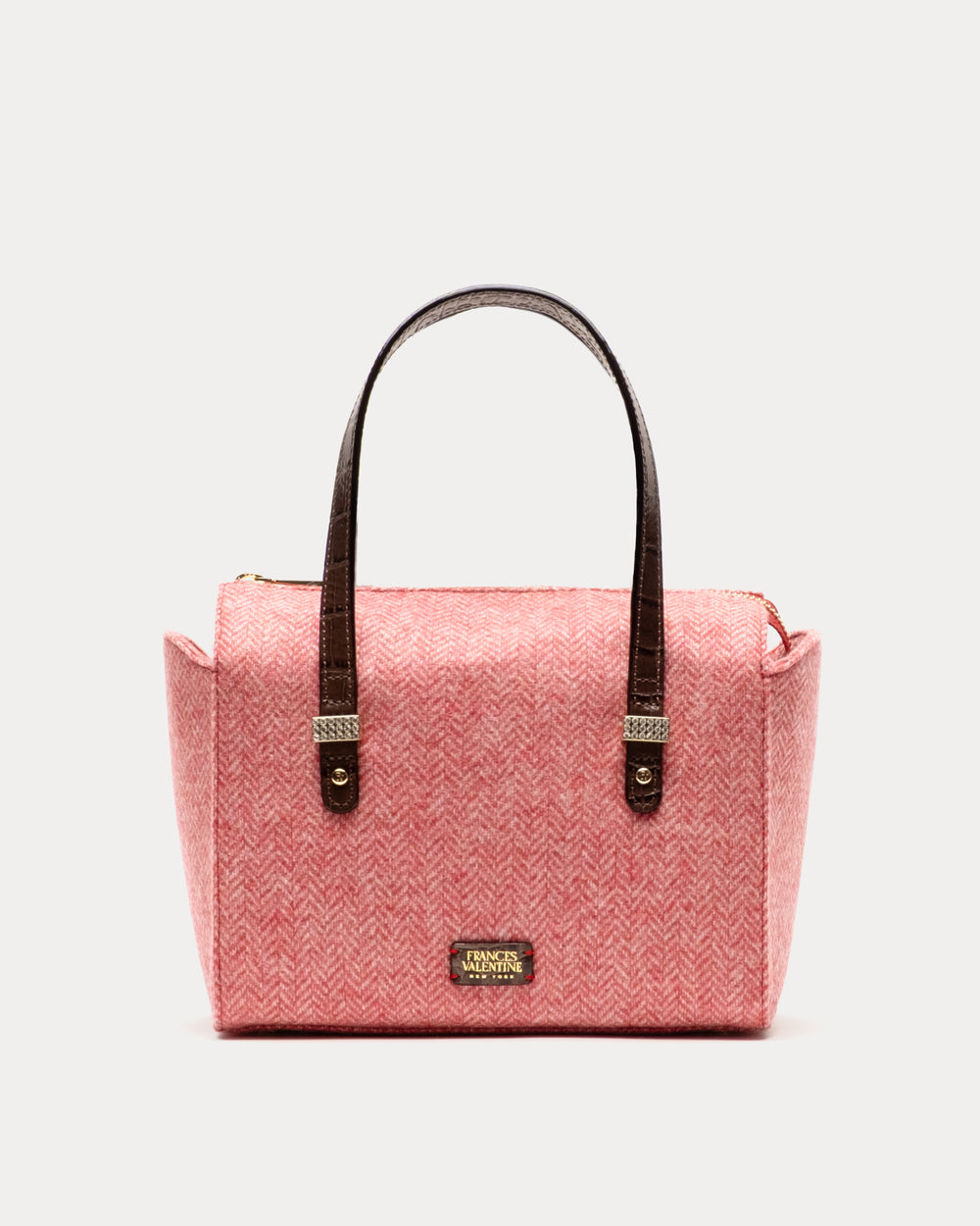 Boxy Bag - Pink Herringbone Wool - Frances Valentine