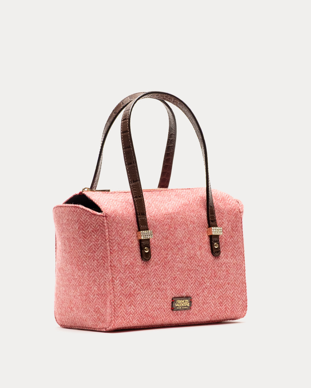 Boxy Bag - Pink Herringbone Wool - Frances Valentine
