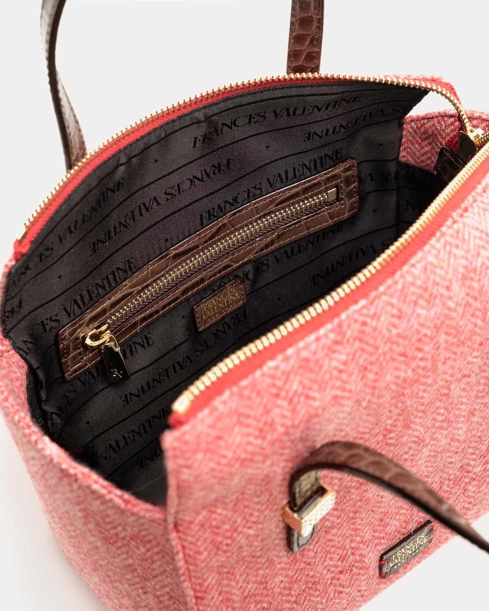Boxy Bag - Pink Herringbone Wool - Frances Valentine