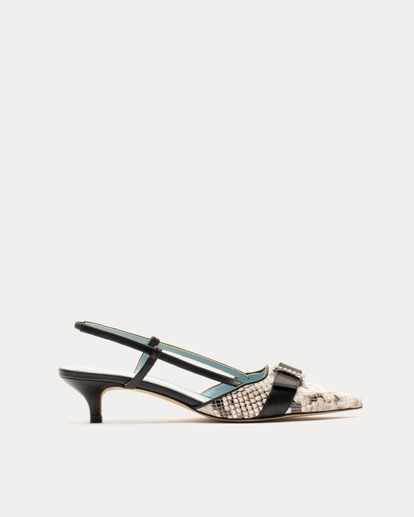 Cutie Heel - Snake Emboss Leather Black - Frances Valentine
