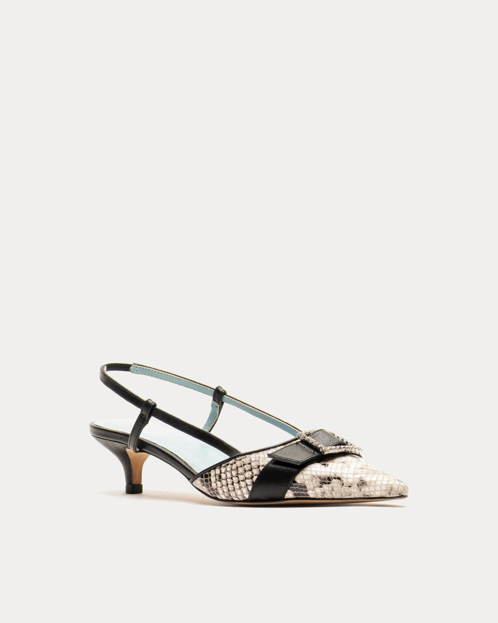 Cutie Heel - Snake Emboss Leather Black - Frances Valentine