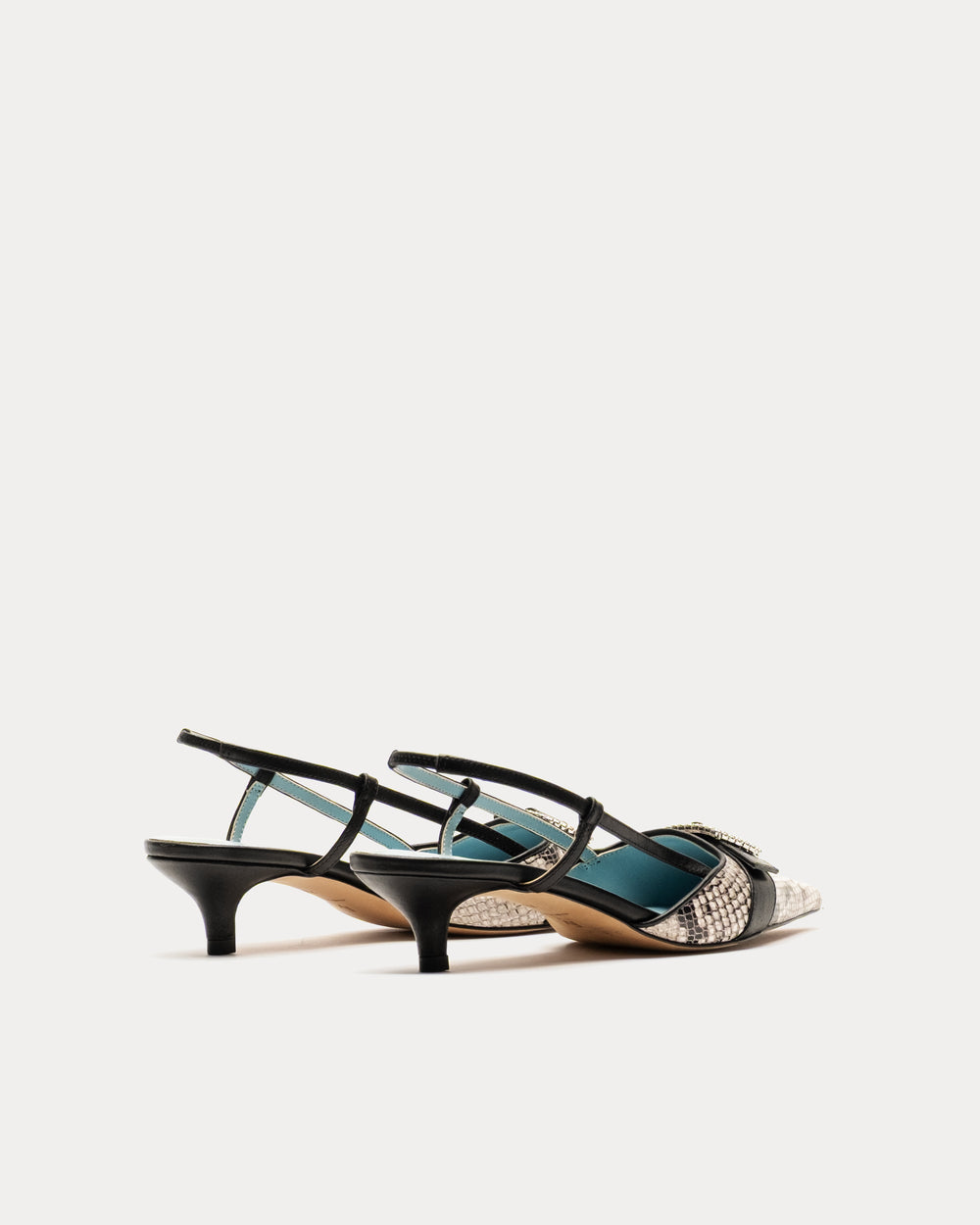 Cutie Heel - Snake Emboss Leather Black - Frances Valentine