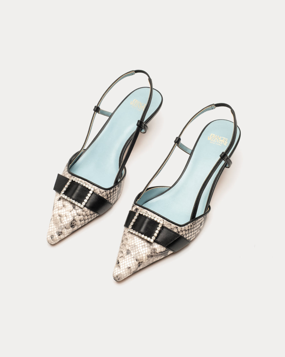 Cutie Heel - Snake Emboss Leather Black - Frances Valentine