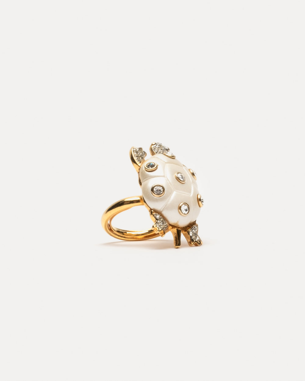 Pearl Turtle Ring White/Gold OS Ring Frances Valentine