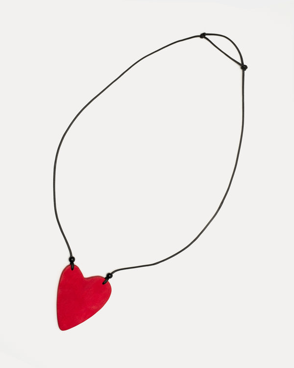 Wood Heart Pendant - Red - Frances Valentine