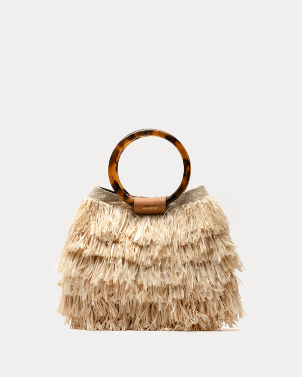 Shaggy Tote Raffia w/Tortoise Handle Raffia Natural OS Frances Valentine