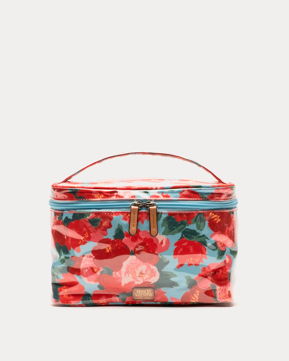 Train Case Cosmetic Peony Red/Light Blue OS Frances Valentine