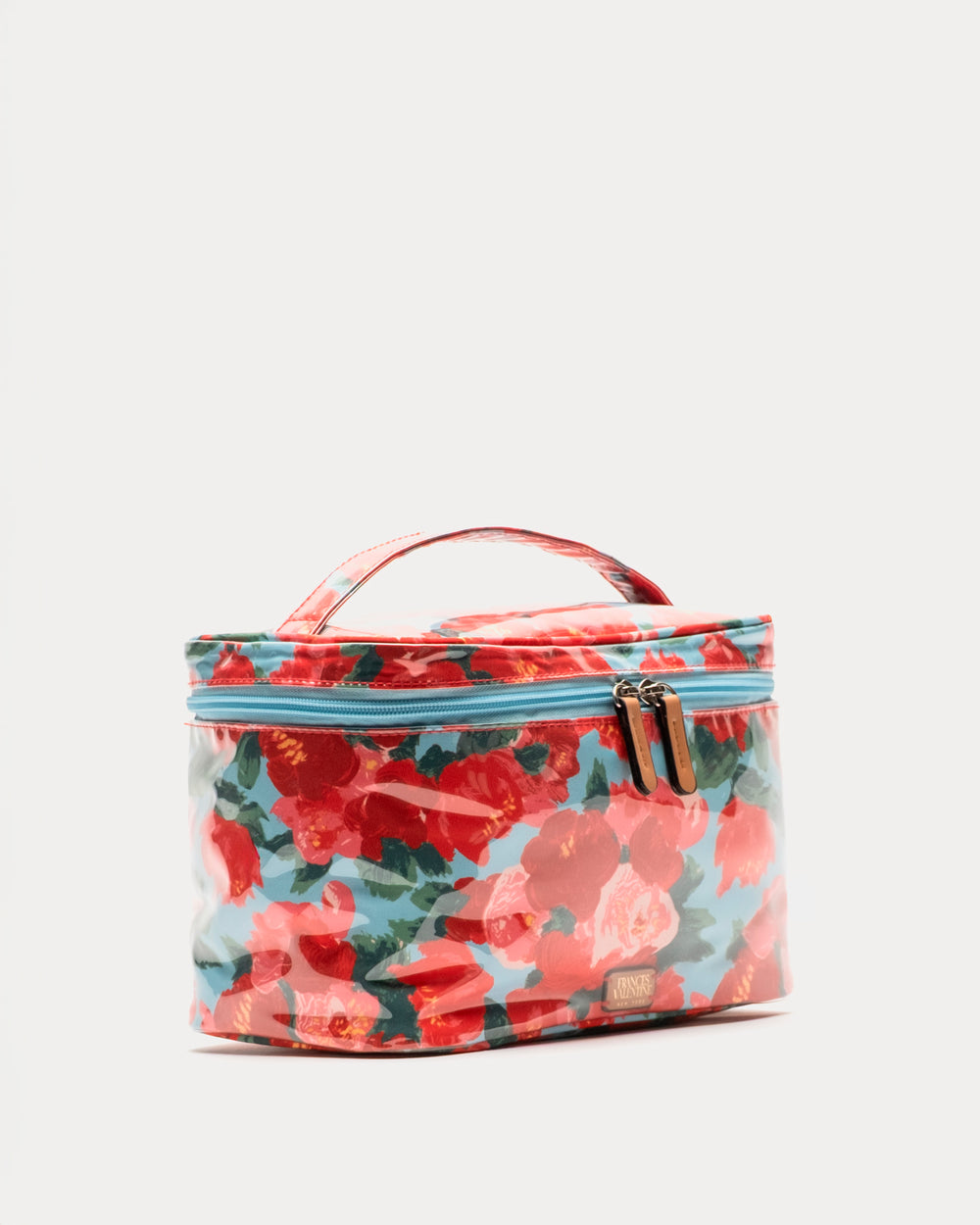 Train Case Cosmetic Peony Red/Light Blue OS Frances Valentine