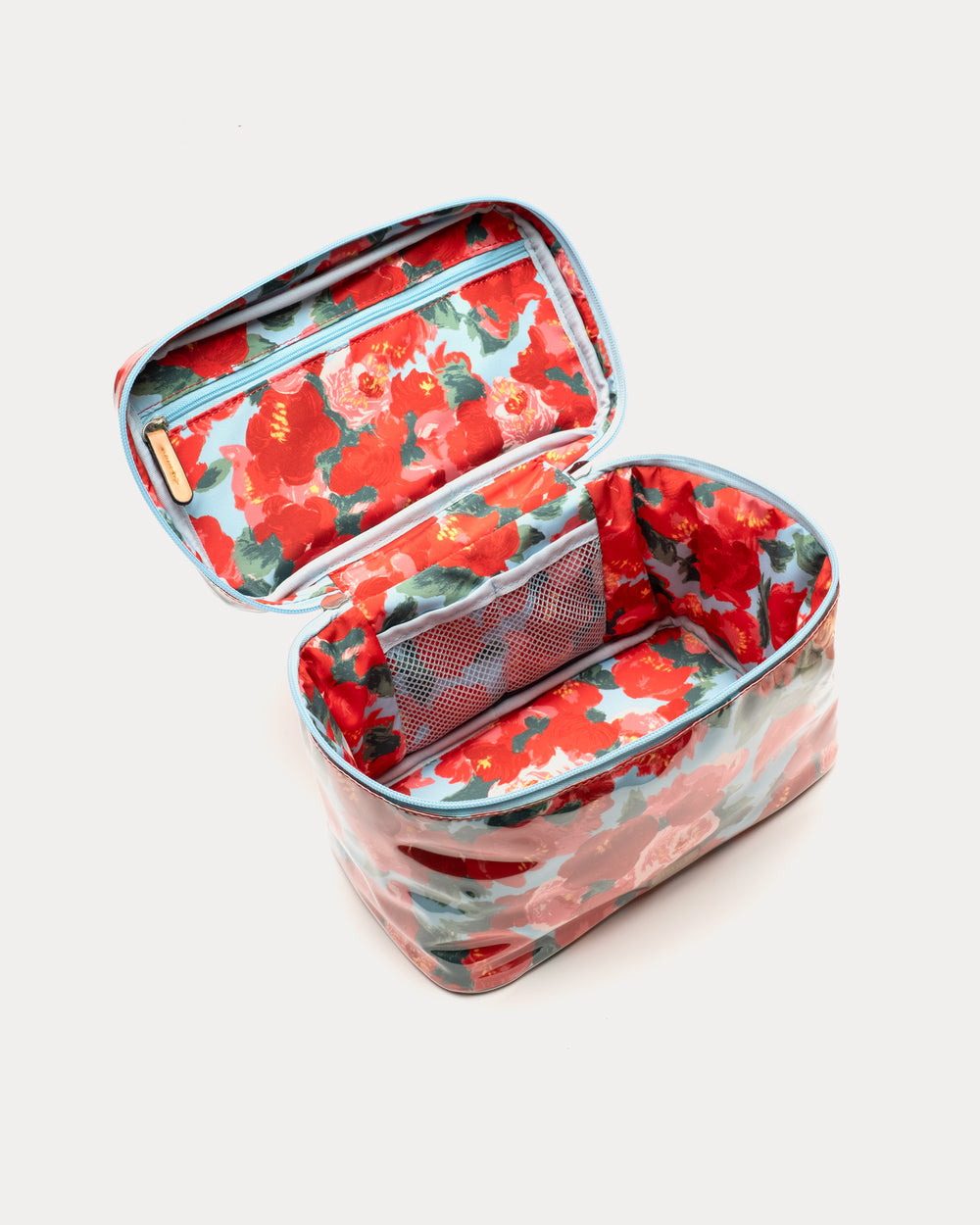 Train Case Cosmetic Peony Red/Light Blue OS Frances Valentine