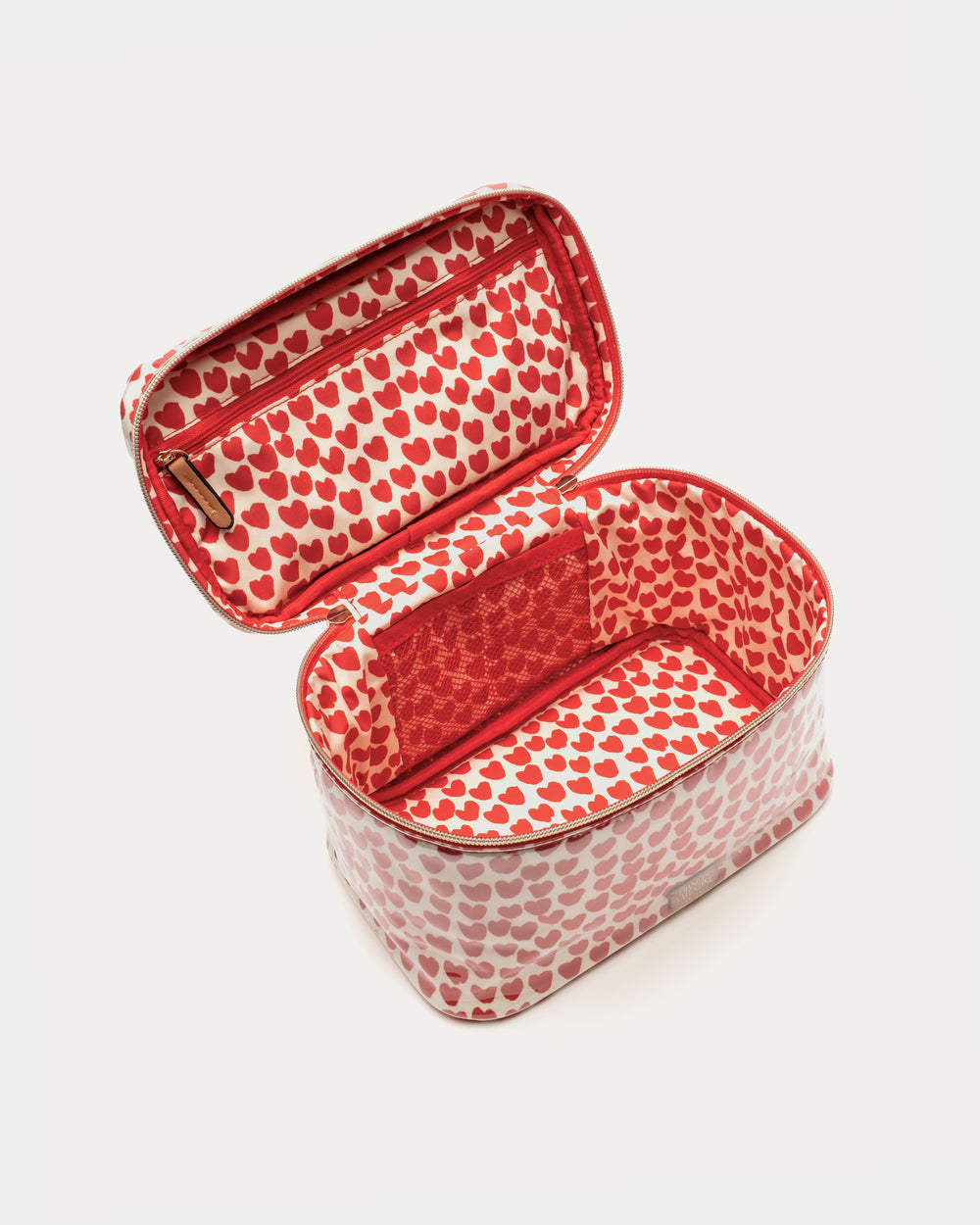Train Case Cosmetic Baby Hearts Oyster/Red OS Frances Valentine