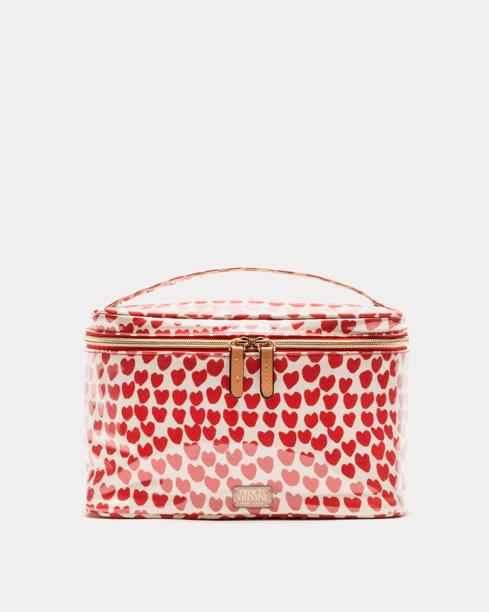 Train Case Cosmetic Baby Hearts Oyster/Red OS Frances Valentine