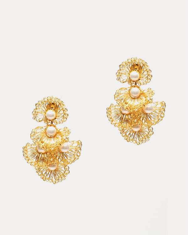 Shells Mini Earring Pearl Gold - Frances Valentine