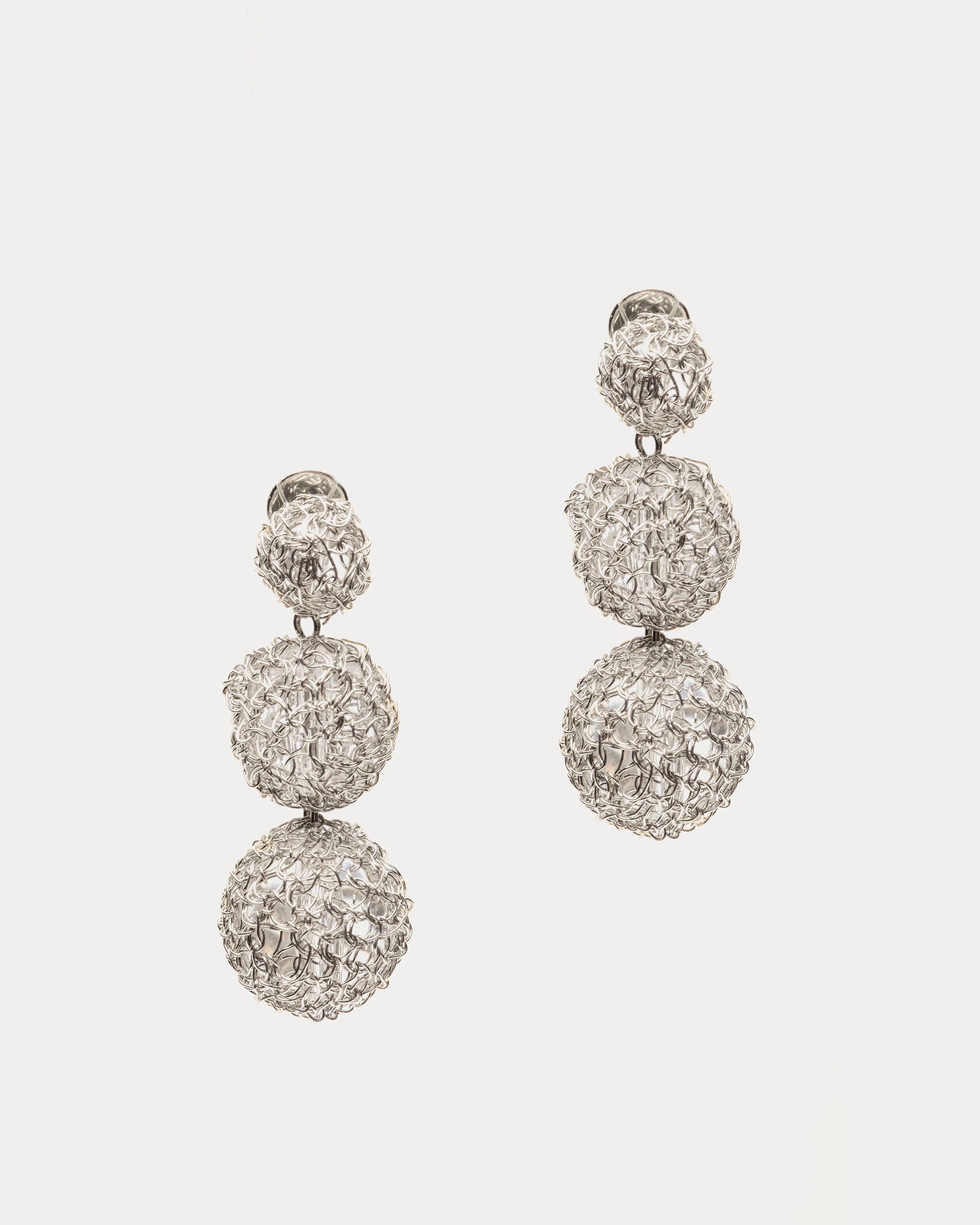 Spheres Trio Drop Earring Silver